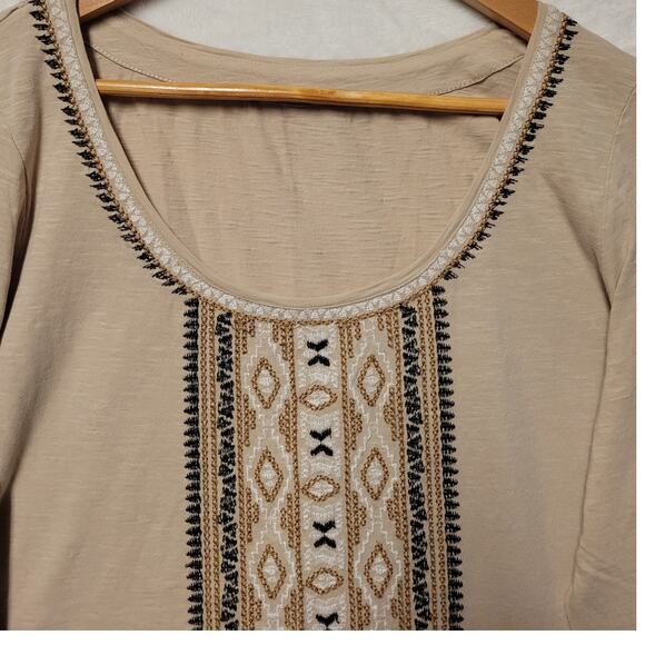 Embroidered Boho Tunic Top Beachy Lightweight Bohemian Hippie Coastal Size XL - Picture 3 of 5